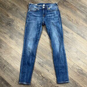 True Religion Mid-Rise Skinny Blue Jeans Pans Denim ((size 27))